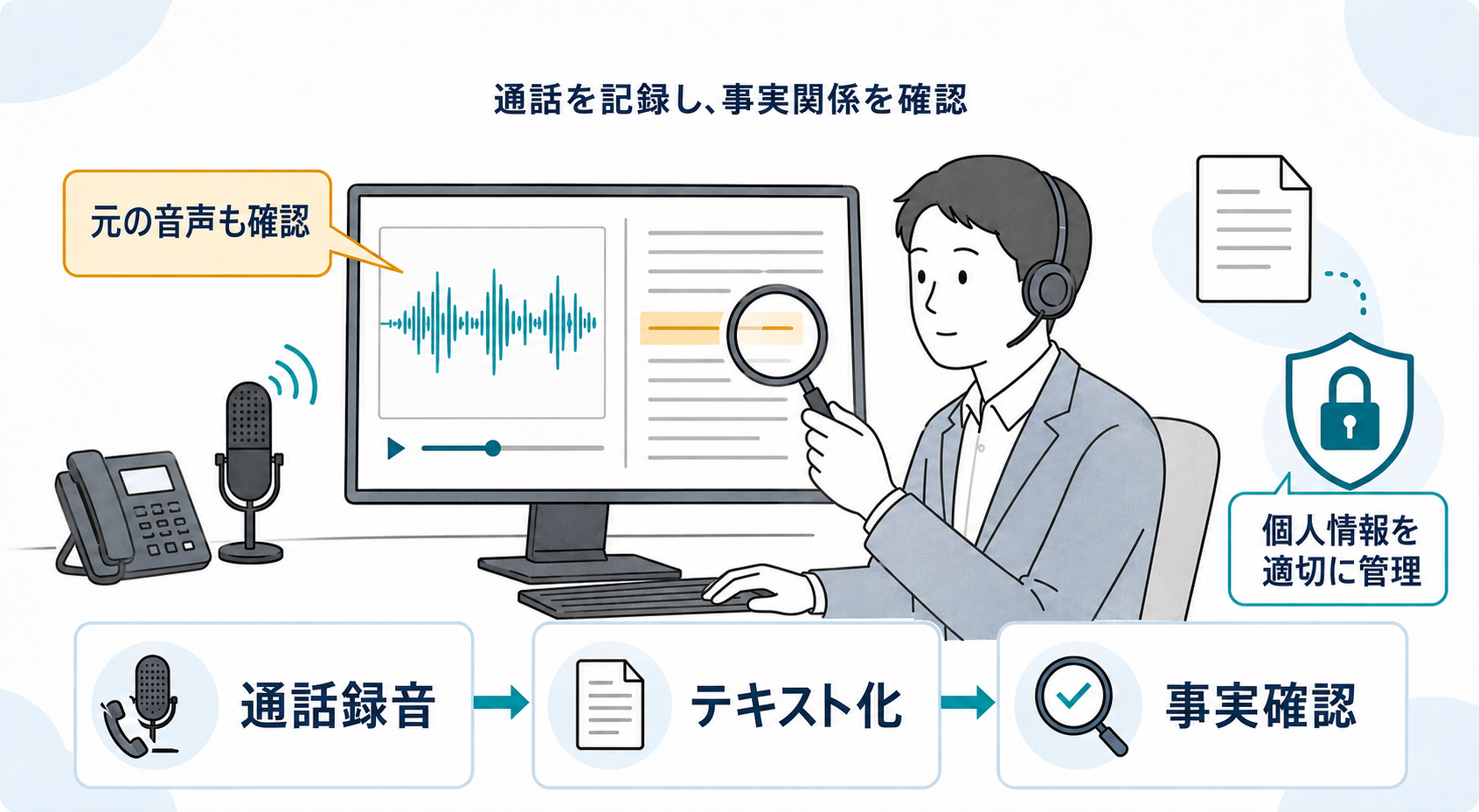 通話記録から事実確認を行う図